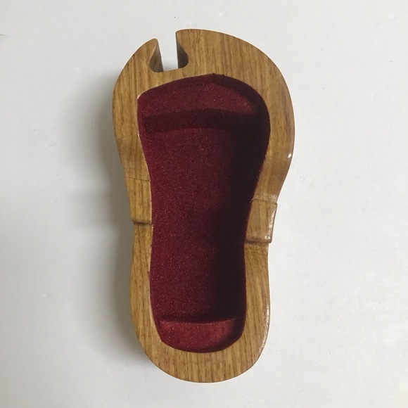 Flip Flop Wood Puzzle Box Secret Jewelry Box Polished Velvet Lined Hawaii Floral - Picture 6 of 16